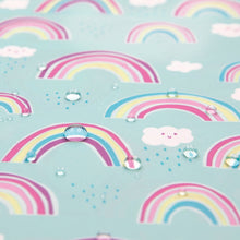 Load image into Gallery viewer, Close-up of water droplets on Bumkins Wet Bag: Rainbows.
