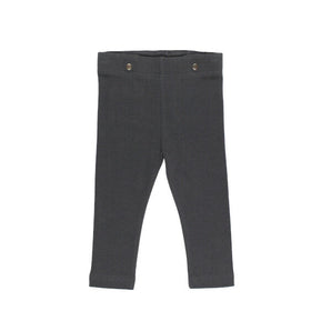 Lovedbaby Organic Baby Dress Pants in charcoal with two waist buttons, shown on a white background.