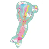 Load image into Gallery viewer, Colorful mermaid with an umbrella on sea-blue background in the Floss and Rock 12 Piece Puzzle, Fantasy.
