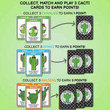 Load image into Gallery viewer, In Whats The Point? by Cactus Card Game LLC, collect 3 Charlies for 1 pt, 3 Spikes for 2 pts, or 3 Walters for 3 pts.
