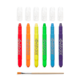 Vibrant marker set with white caps and a brush, ideal for creative fun. Perfectly pairs with OOLYs Smooth Stix Watercolor Gel Crayons.
