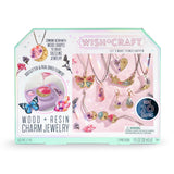 Bright Stripes Wood Resin Charm Jewelry kit: 20 colorful necklaces with glitter, nature designs & dried flower charms.