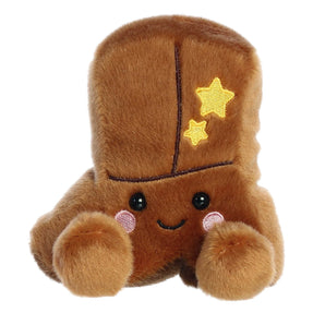 Palm Pals- Evan Cowboy Boot by Aurora: a plush cowboy boot with a smile, pink cheeks & yellow star patches.