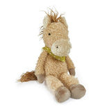 Plush, Pony Boy Horse: fluffy light brown horse stuffed animal with dark brown mane & tail and green polka dot bandana.