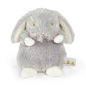 Wee Bloom Bunny: fluffy gray bunny stuffed animal with white paws.