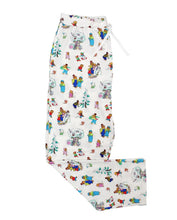Load image into Gallery viewer, Adult Bamboo Lounge Pants, Berenstain Bears: white lounge pants with bear pattern and adjustable drawstring; made of bamboo viscose.
