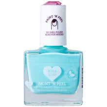 Load image into Gallery viewer, Klee Naturals Kids Water-Based Peelable Nail Polish, turquoise with heart design and purple cap.
