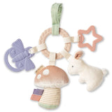 Itzy Ritzy Teething Activity Ring, Bunny: soft ring with mushroom, bunny, dragonfly & star teether—great for car seats!.