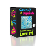 Showcase Crunch & Squish: black box with blue sensory fidget balls—fun, pocket stress relief for ages 3+.