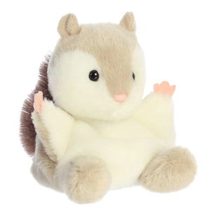 Aurora's Palm Pals Flaps Flying Squirrel: a cuddly plush with beige fur, black eyes, and pink hands—perfect for little ones.