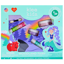 Load image into Gallery viewer, Klee Naturals Woodland Fairy Kids Makeup Kit for ages 3+ includes vibrant mineral colors, organic lip shimmers &amp; a fox-fairy design.
