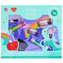 Load image into Gallery viewer, Klee Naturals Kids Natural Mineral Play Makeup Kit - Woodland Fairy includes organic lip shimmers, blush, eyeshadow &amp; a fairy design.
