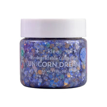 Load image into Gallery viewer, Klee Naturals Biodegradable Glitter Gel, 30 ml, features ocean-safe blue and silver glitter for a magical shine.
