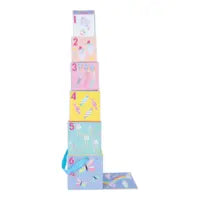 Load image into Gallery viewer, Pastel boxes numbered 1-6 with unicorns &amp; rainbows, perfect for Stack &amp; Play fantasy adventures. By Floss and Rock.
