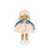 Janod Juratoys Tendresse, Chloe K Doll Large: a cuddly fabric doll with light hair, a pink hat, a grey bolero jacket, and a pink skirt.