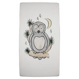 Organic Crib Sheets, Owl Hoo?: 100% organic gray cotton sheets with an owl and cactus illustration.