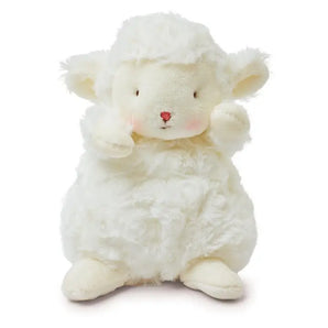 Plush Wee Kiddo Lamb: fluffy white lamb stuffed animal with pink blush cheeks.