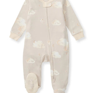 Burt's Bees Baby Organic Cotton Sleep & Play in Limestone—long sleeves, zipper front, neck snap; cozy and perfect for baby.