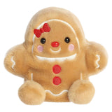 Aurora Palm Pals- Gia Gingerbread: soft, fuzzy plush doll with red bow, red buttons, pink cheeks, and a sweet smile.