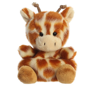 Aurora’s Palm Pals Safara Giraffe sits upright with cute spots and a sweet, friendly expression—a perfect cuddly plush companion.