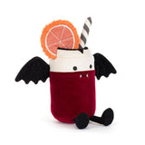 Jellycat Amuseables Vampop Drink is a cute plush with bat wings, fangs, and an orange slice—ideal for Halloween decor!.