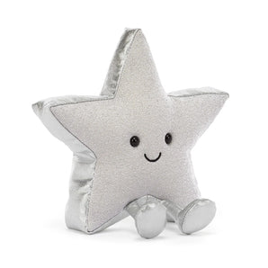 Jellycat Amuseables Silver Star: a cute, smiling plush with little legs—perfect for any Jellycat collector or plush toy fan!.