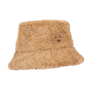 Jellycat Bartholomew Bear Fluffleshade Hat L/XL: a cozy, toffee-brown hat with a fuzzy bear face.