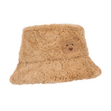 Jellycat Bartholomew Bear Fluffleshade Hat L/XL: a cozy, toffee-brown hat with a fuzzy bear face.