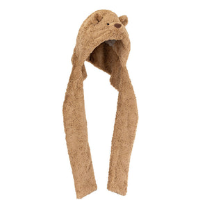 Jellycat Bartholomew Bear Bundlesnug—cozy hat with bear ears, face, and scarf ends from the adorable Jellycat collection.