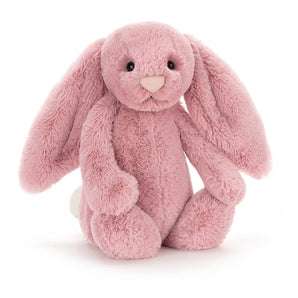 A dusty pink Jellycat Bashful Tulip Bunny Medium plush with long floppy ears.