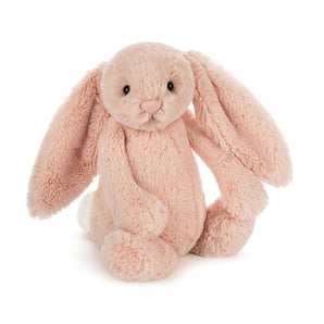 Soft pink Jellycat Bashful Bunny Blush Medium plush toy with long floppy ears.