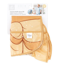 Load image into Gallery viewer, Bumkins Ruffle Apron Bib: Belle is shown folded on a white cardboard packaging header.

