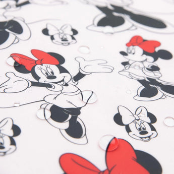 Close-up of water droplets on Bumkins Sleeved Bib: Minnie Mouse.