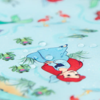 Close-up of water droplets on Bumkins Junior Bib: Ariel.