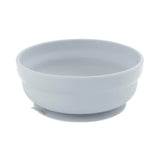 Bumkins Silicone Grip Bowl: Gray is round with a smooth finish, made of food-safe silicone with a suction base.