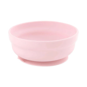 Bumkins Silicone Grip Bowl: Pink offers a smooth, round shape with a flat suction base and is crafted from food-safe platinum silicone.