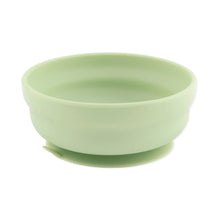 Load image into Gallery viewer, Bumkins Silicone Grip Bowl: Sage is light green, round, made of food-safe silicone, and features a strong suction base.
