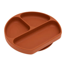 Load image into Gallery viewer, Bumkins Silicone Grip Dish: Clay is a round dish with 3 compartments and a suction base, made of food-safe silicone.
