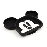 Bumkins Silicone Grip Dish: Mickey Mouse is a black & white Mickey Mouse face-shaped silicone dish with 3 sections and suction base.
