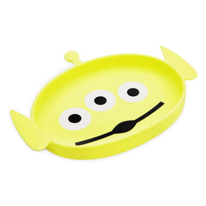 Bumkins Silicone Grip Dish: Toy Story Alien features a yellow-green alien-shaped dish with three eyes and pointy ears with a suction base.