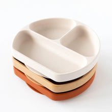 Load image into Gallery viewer, Bumkins Silicone Grip Dish: Sand stacked on top of two other similar dishes on a white background.

