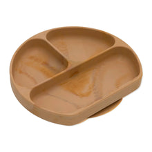Load image into Gallery viewer, Bumkins Silicone Grip Dish: Wood Grain is made of food-safe silicone, and includes 3 sections and a non-slip suction base.

