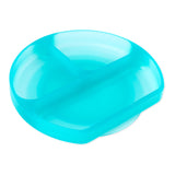Bumkins Silicone Grip Dish: Blue Jelly in blue transparent LFGB-grade silicone, features 3 sections and a suction grip for easy handling.