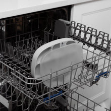 Load image into Gallery viewer, Bumkins Silicone Grip Dish with Lid (5 Section): Gray sits in the top rack of an open dishwasher.
