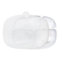 Load image into Gallery viewer, Bumkins Silicone Grip Dish with Lid (5 Section): Marble features a dish with five sections and suction base, and a transparent stretch lid.
