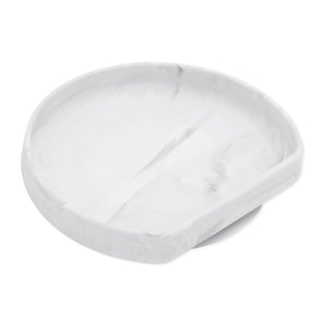 Bumkins Silicone Grip Plate: Marble is a round, marble-patterned dish with raised edges and a strong suction base.