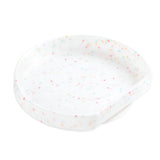 Bumkins Silicone Grip Plate: Vanilla Sprinkle, a white terrazzo silicone tray with colorful specks and a suction base.