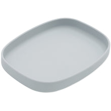 Load image into Gallery viewer, Bumkins Silicone Grip Tray: Gray is a rectangular, food-safe silicone dish with raised edges and a secure suction base.
