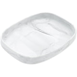 Bumkins Silicone Grip Tray: Marble is a rectangular dish with a white marbled pattern and strong suction base for stability.