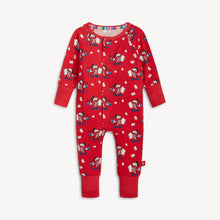 Load image into Gallery viewer, Magnetic Me, Coverall Red Cocoa Club: red long sleeve coverall pajamas with magnetic closure &amp; Mickey Mouse design; made of TENCEL modal.
